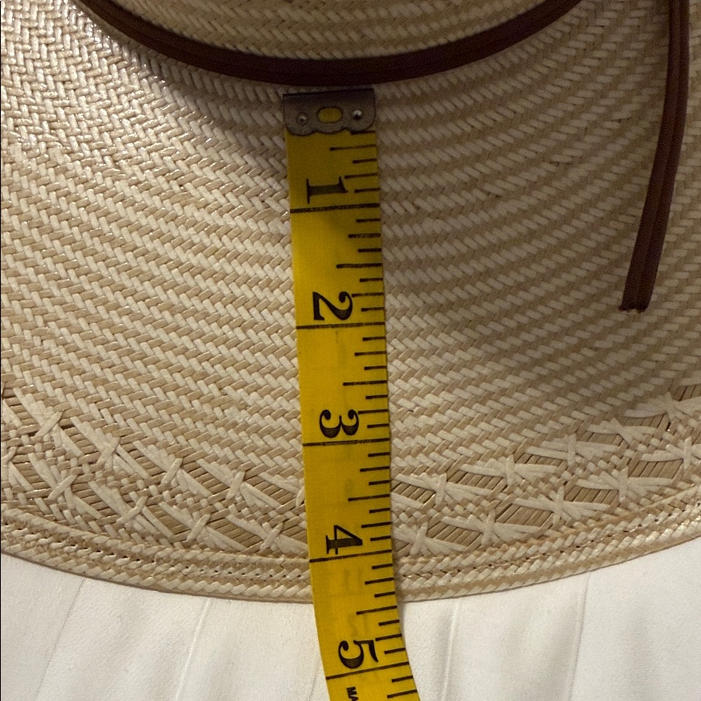Men's Cream Straw Western Hat with Brown Band - Picture 7 of 7